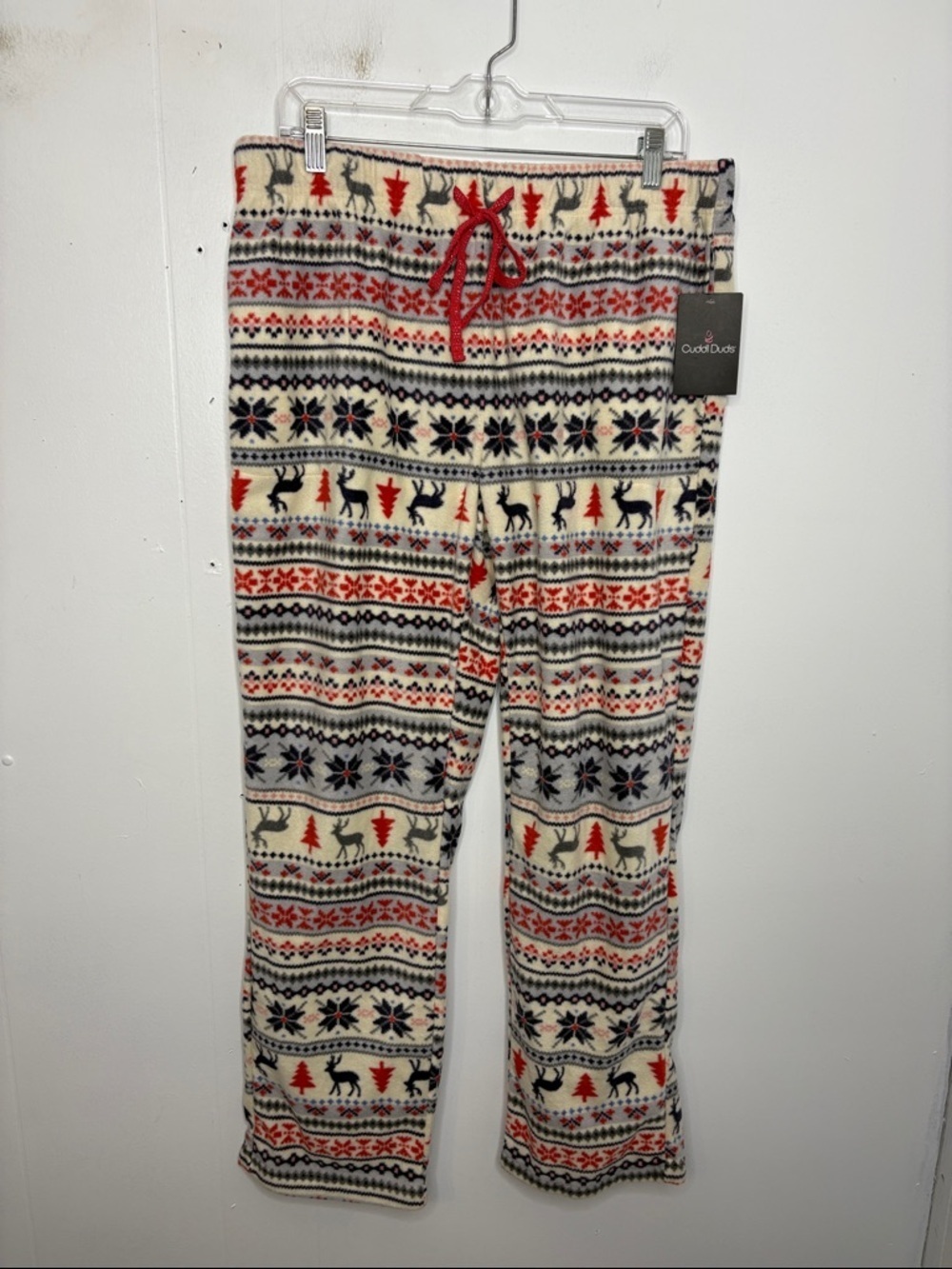 Cuddlduds Pants Womens Large Comfy Super Soft Reindeer Casual Cozy Holiday New